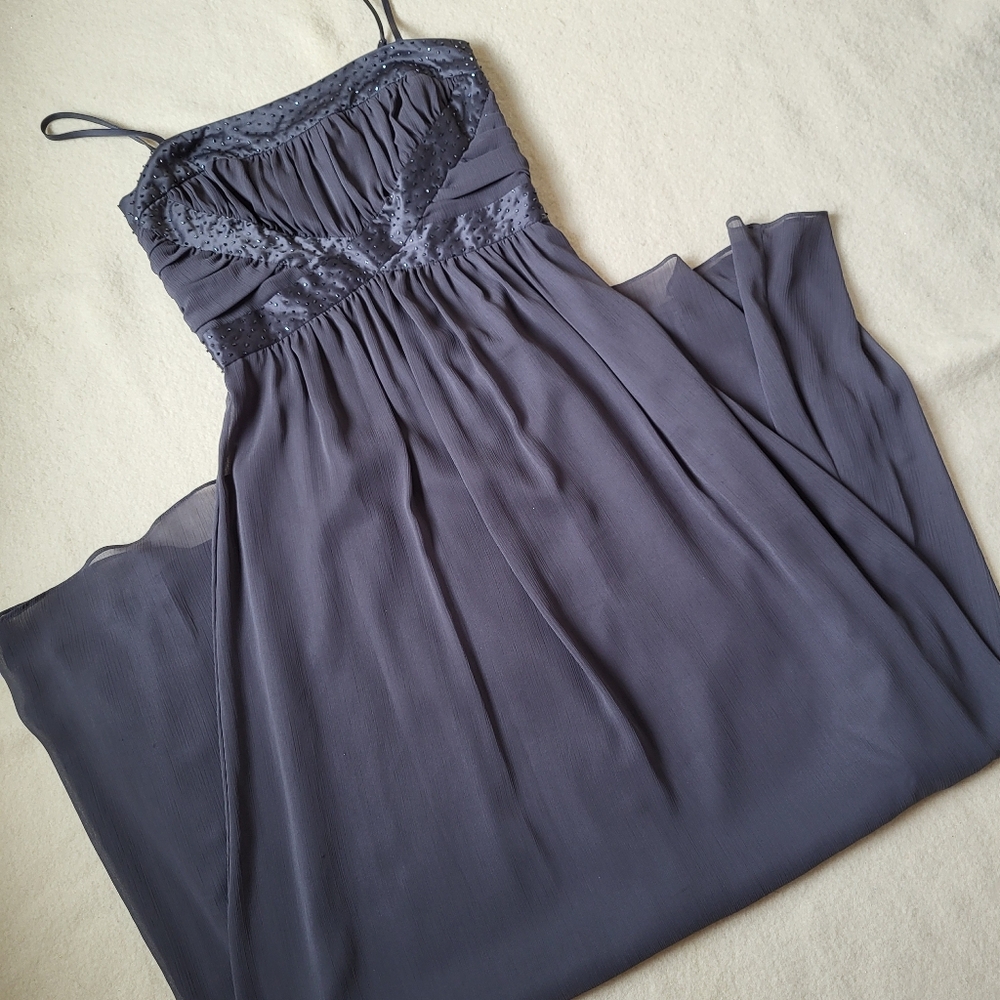 Max & Cheo Floral Maxi Dress Women's Size 4 Gray Sleevless